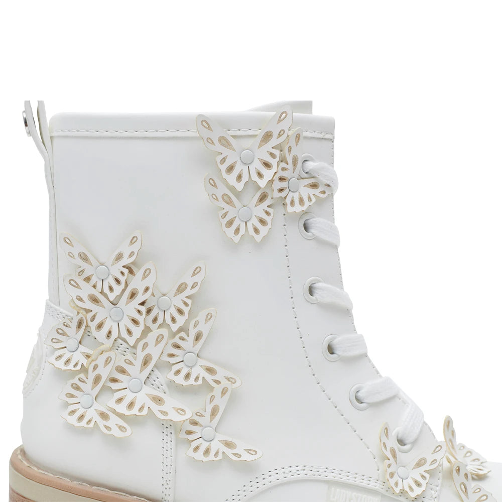 Lady Stork Bota Aisha Cano Curto Salto Bloco Sintético Branco