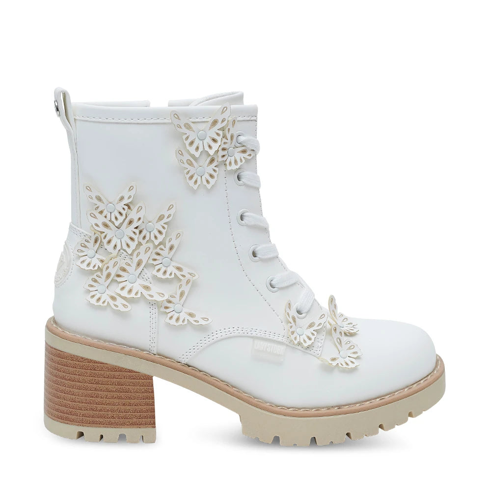 Lady Stork Bota Aisha Cano Curto Salto Bloco Sintético Branco