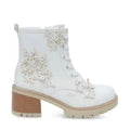 Lady Stork Bota Aisha Cano Curto Salto Bloco Sintético Branco