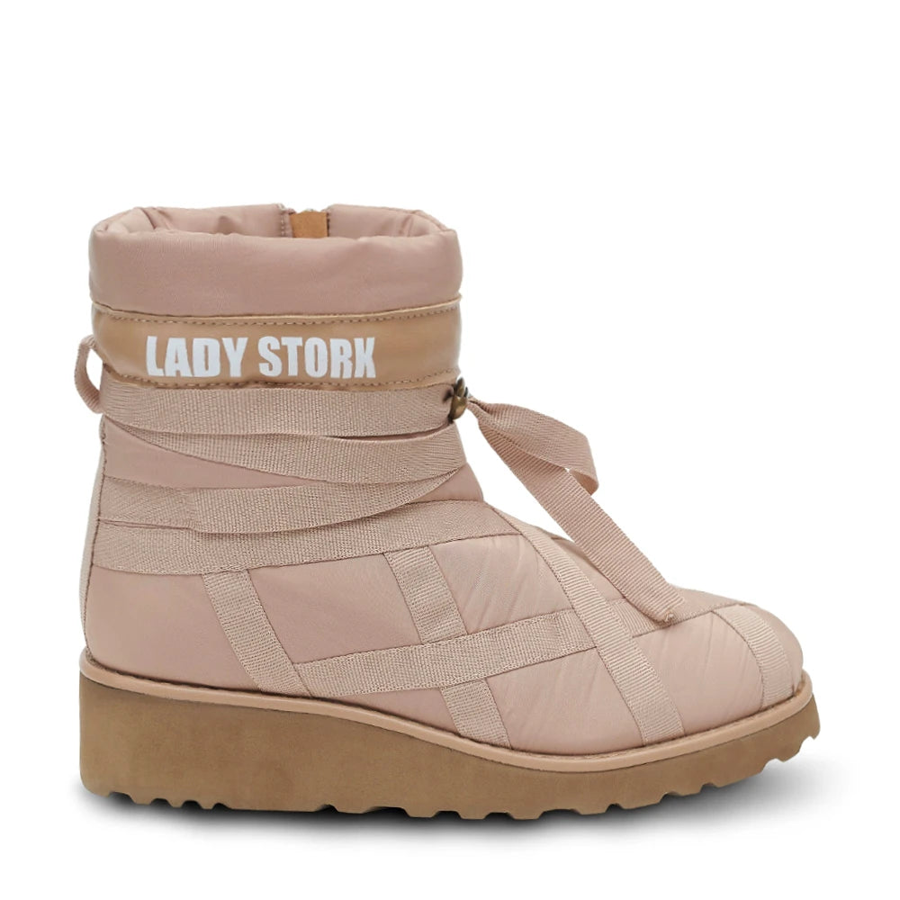 Lady Stork Bota Calinda Cano Curto Salto Bloco Sintético