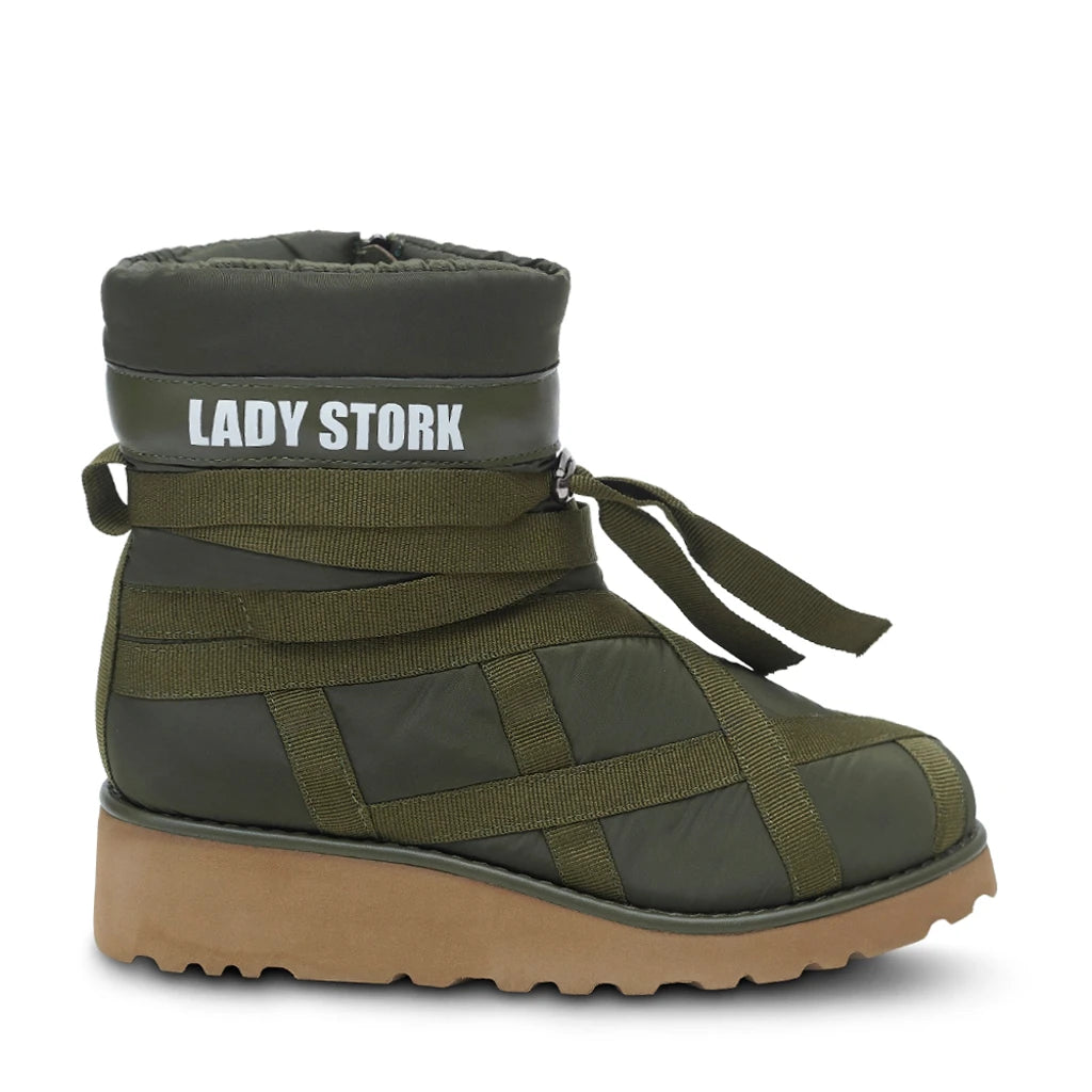 Lady Stork Bota Calinda Cano Curto Salto Bloco Sintético
