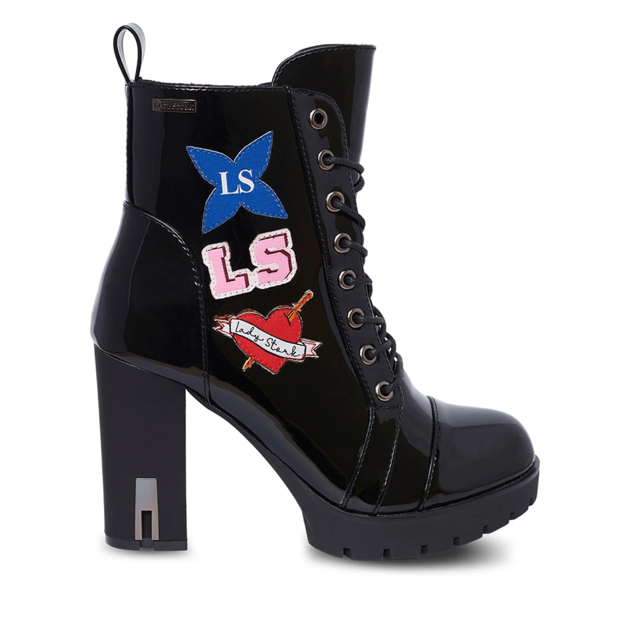 Lady Stork Bota Dominique Cano Curto Salto Bloco Sintético Beige
