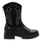 Lady Stork Bota Adabel Cano Curto Salto Bloco Sintético Preto