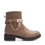 Lady Stork Bota Anaclara Cano Curto Salto Bloco Sintético Taupe