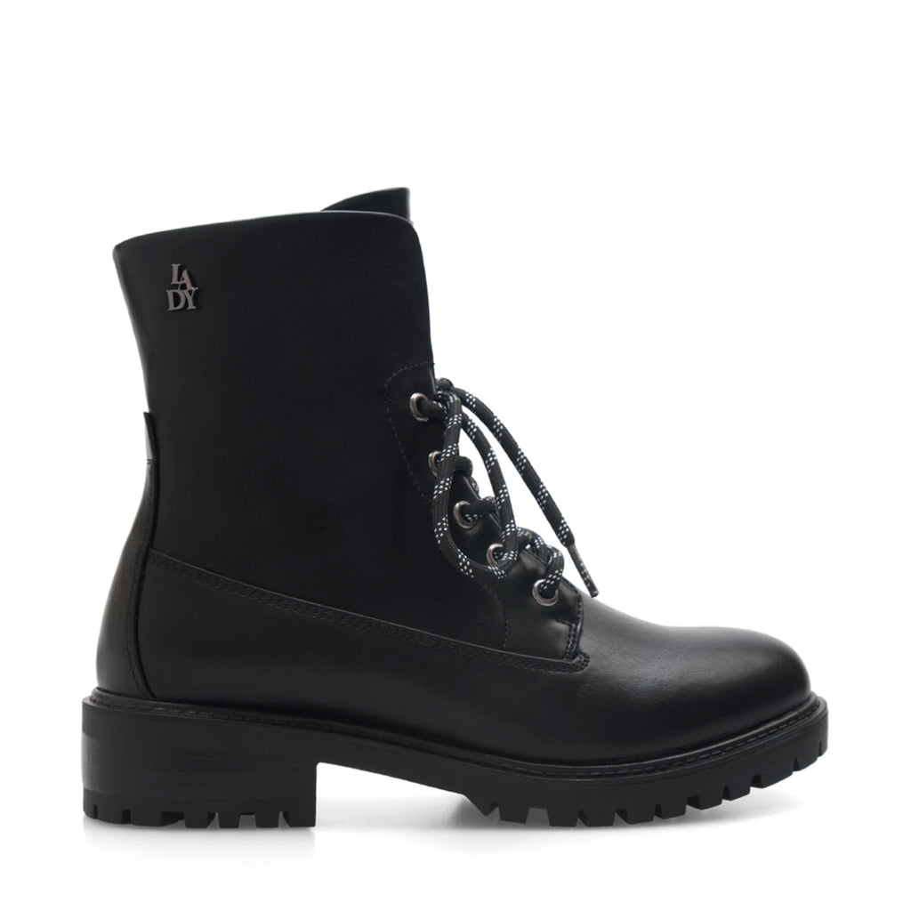 Lady Stork Bota Clarisa Cano Alto Efecto Baggy Tacón Medio Sintético Negro