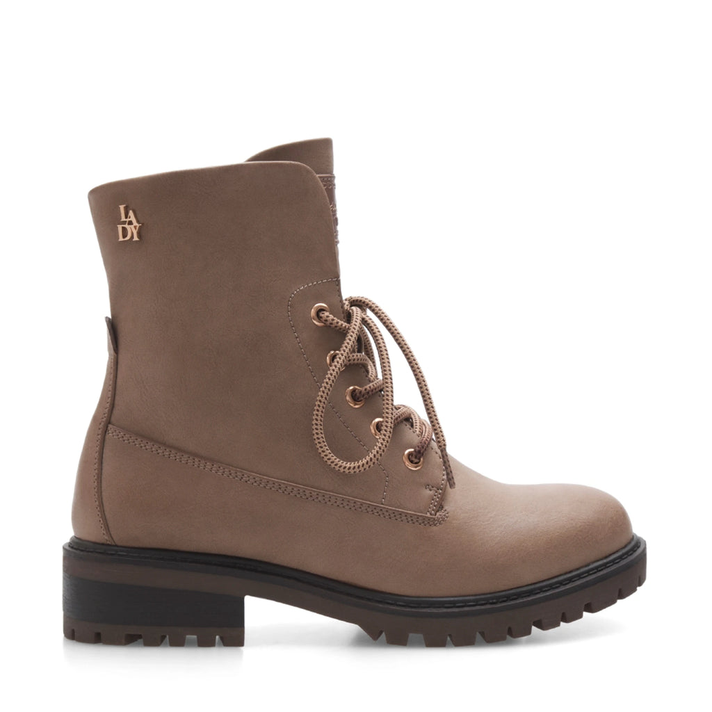 Lady Stork Bota Clarke Cano Alto Taco Medio Sintético Taupe
