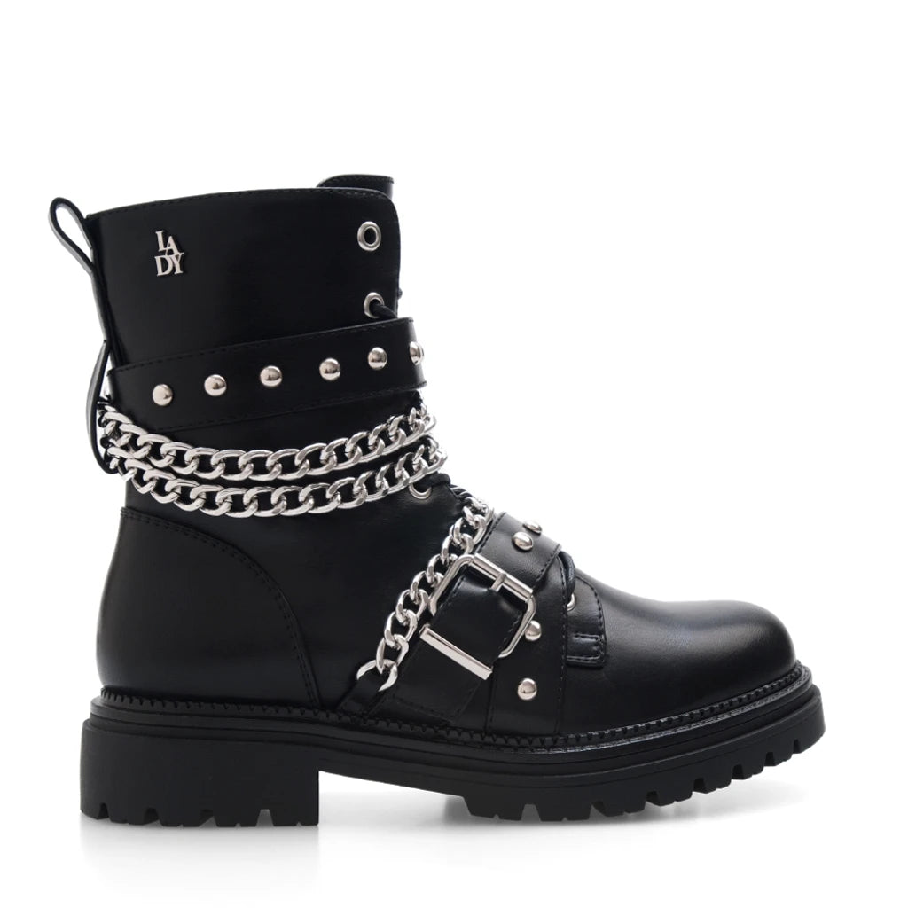 Lady Stork Bota Brunette Cano Curto Salto Bloco Sintético