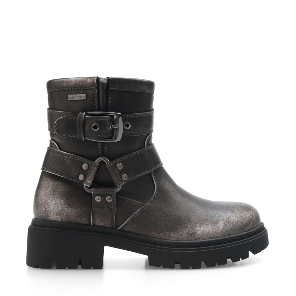 Lady Stork Bota Clarisa Cano Alto Efecto Baggy Tacón Medio Sintético Negro