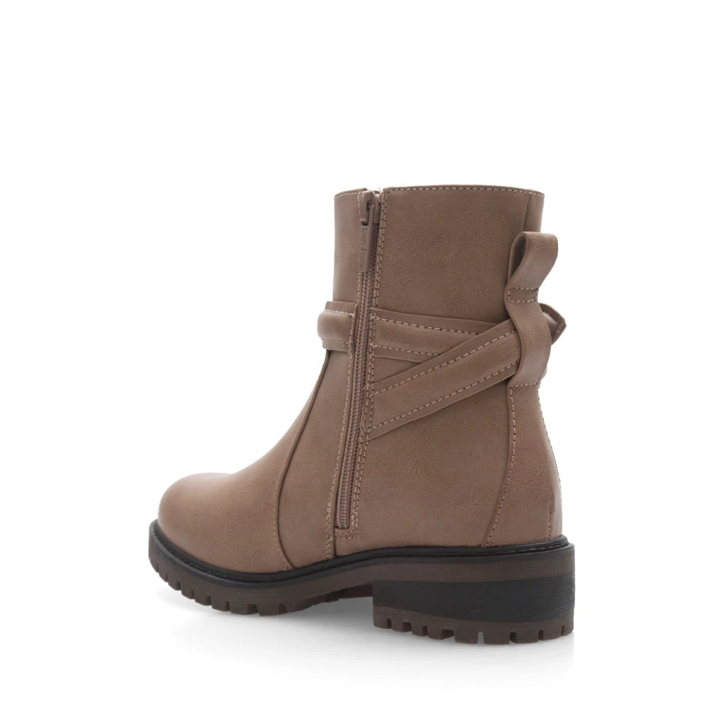 Lady Stork Bota Anaclara Cano Curto Salto Bloco Sintético Taupe