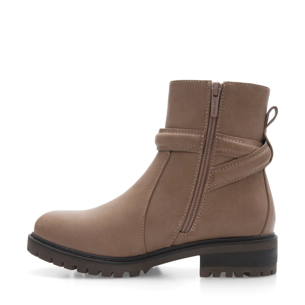 Lady Stork Bota Anaclara Cano Curto Salto Bloco Sintético Taupe