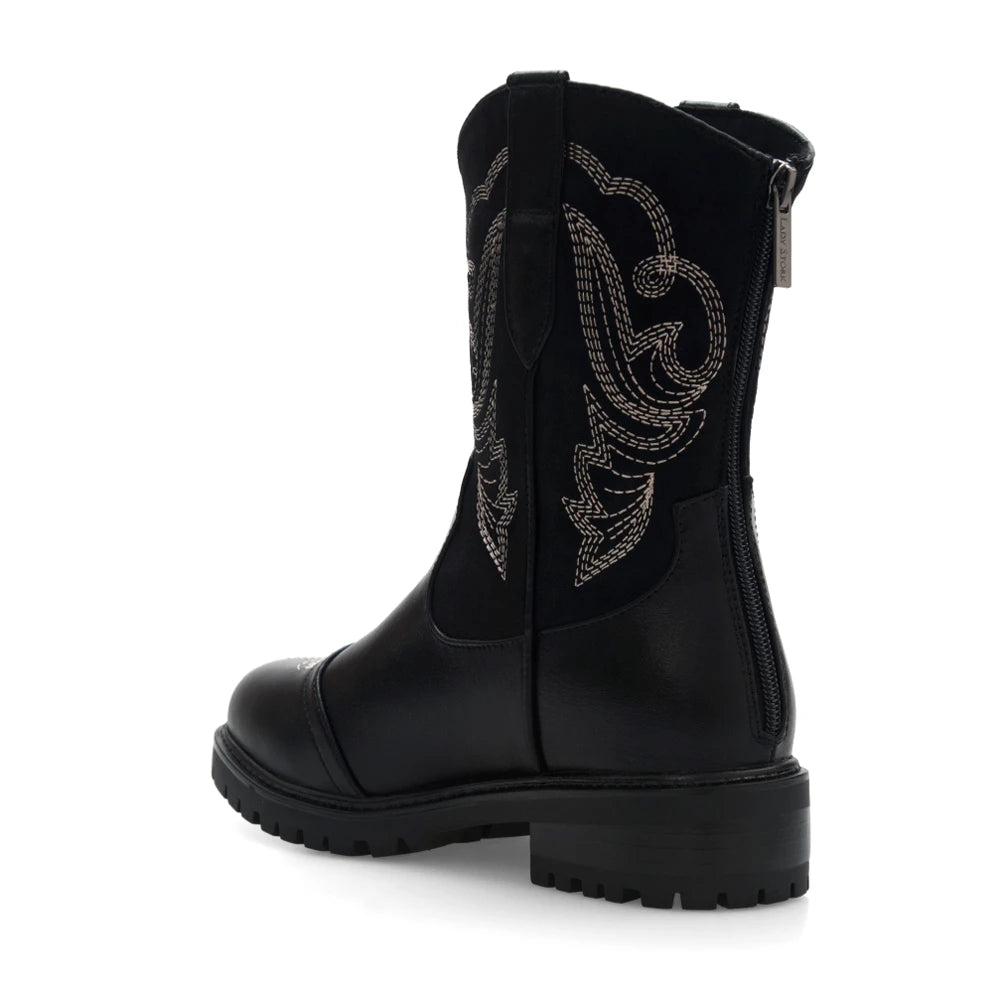 Lady Stork Bota Adabel Cano Curto Salto Bloco Sintético Preto