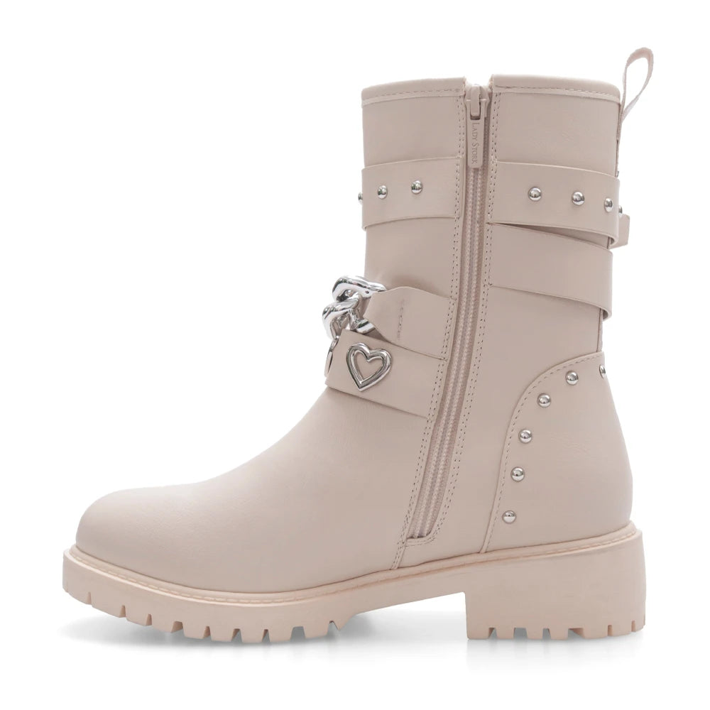 Lady Stork Bota Angela Cano Curto Salto Bloco Sintético Tiza