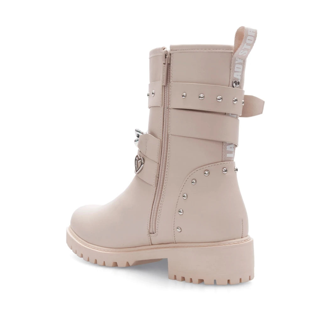 Lady Stork Bota Angela Cano Curto Salto Bloco Sintético Tiza
