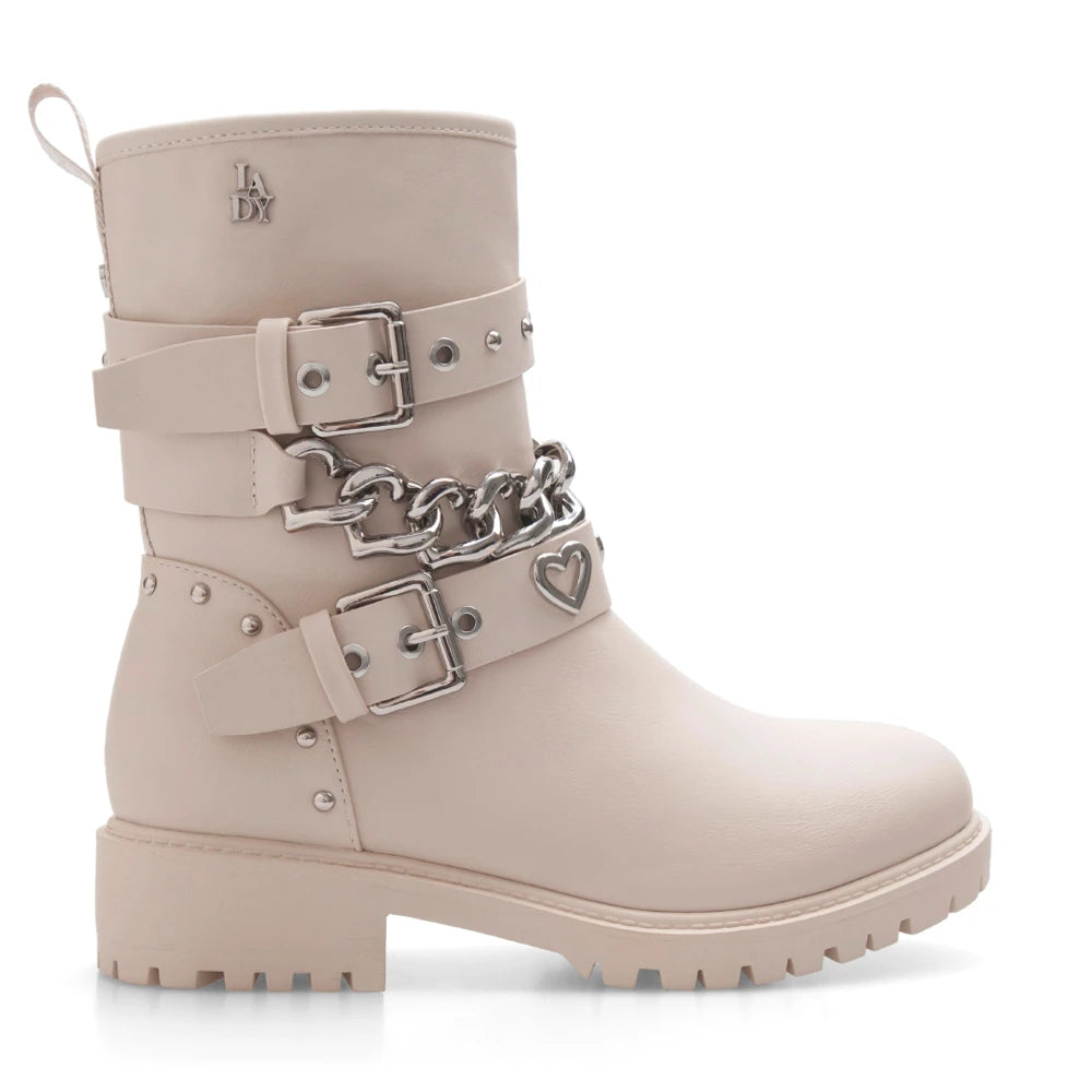 Lady Stork Bota Angela Cano Curto Salto Bloco Sintético Tiza