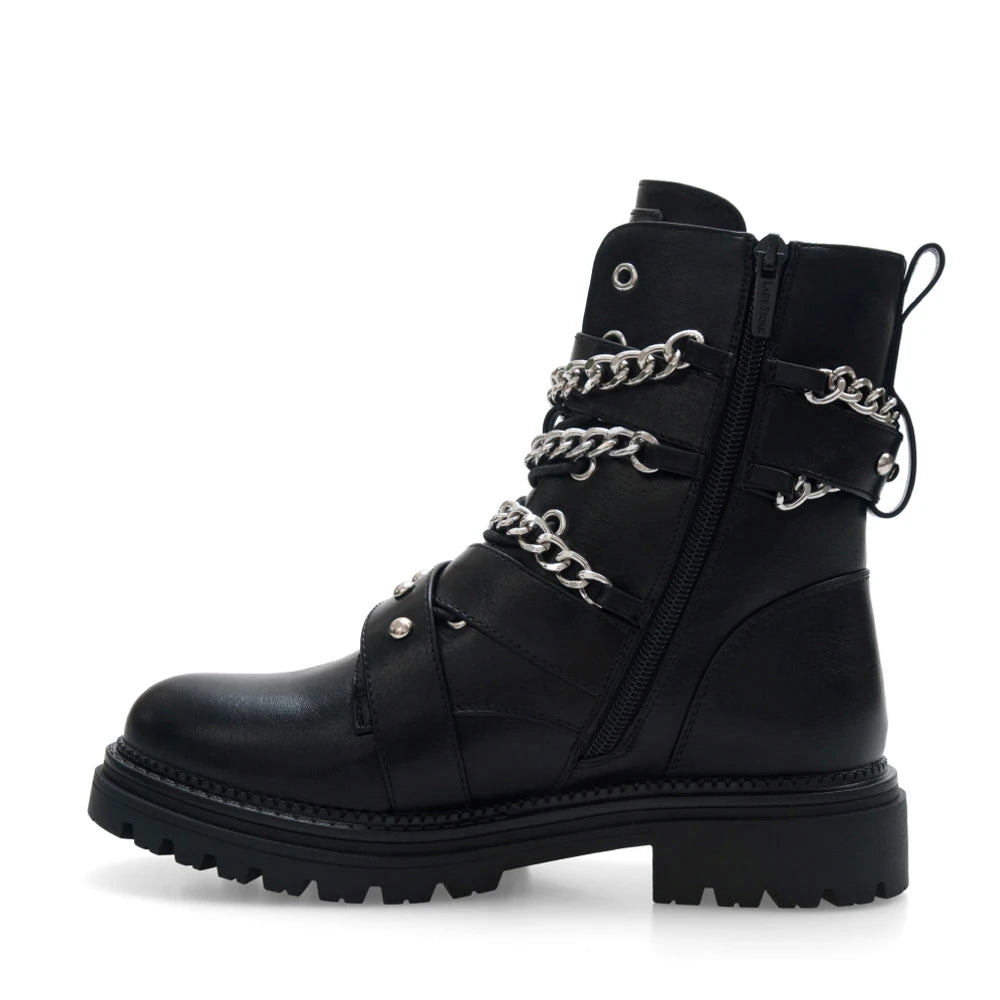 Lady Stork Bota Brunette Cano Curto Salto Bloco Sintético