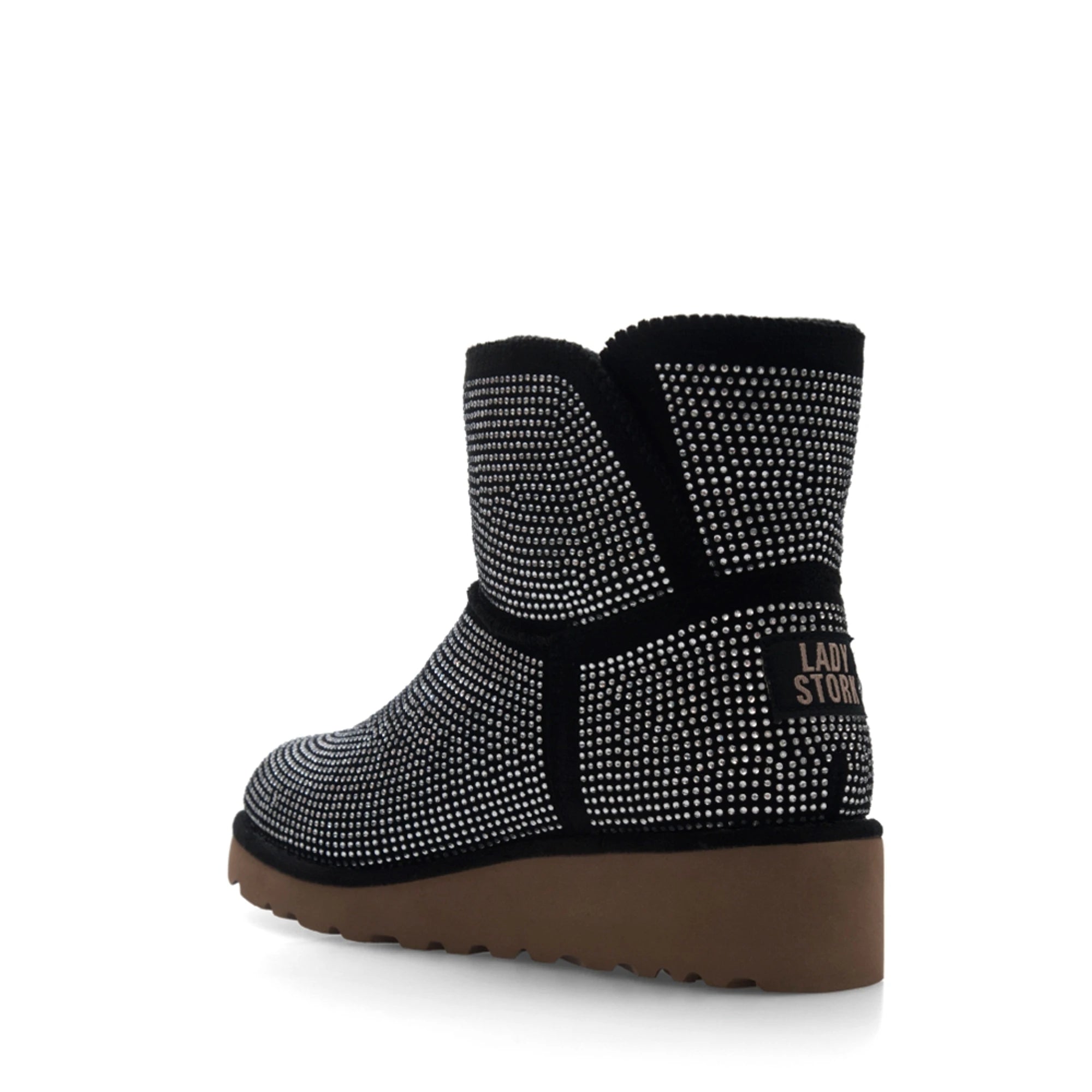 Lady Stork Bota Cloe Cano Curto Salto Bloco Sintético Negro