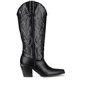 Lady Stork Bota Arly Cano Curto Salto Bloco Sintético Negro