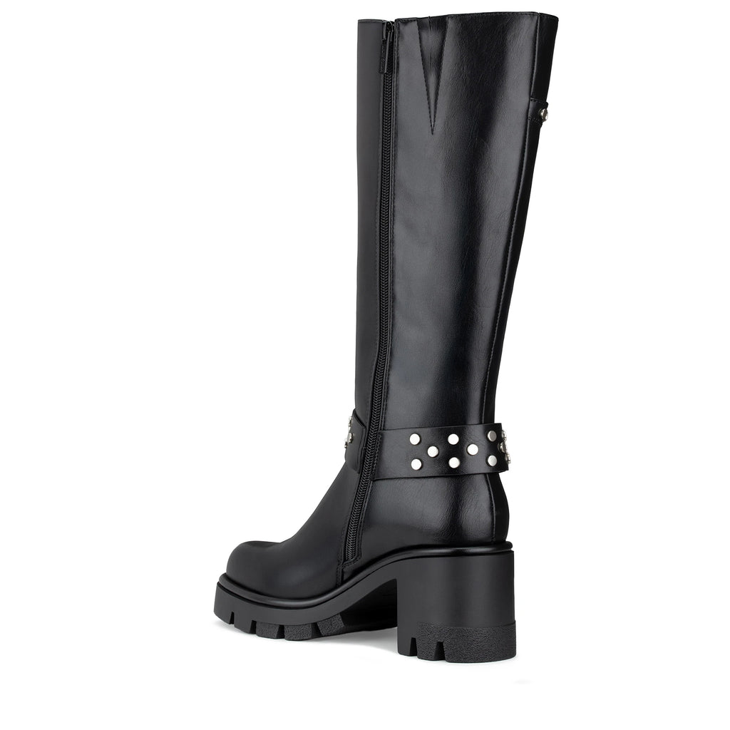 Lady Stork Bota Aitana Cano Curto Salto Bloco Sintético Negro