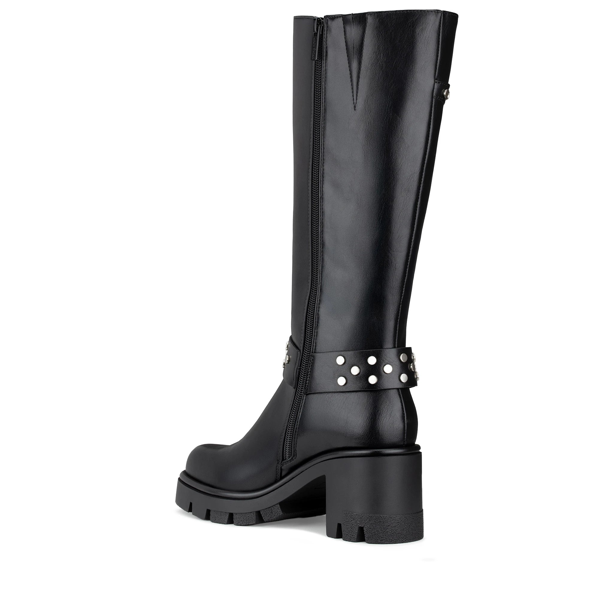 Lady Stork Bota Aitana Cano Curto Salto Bloco Sintético Negro