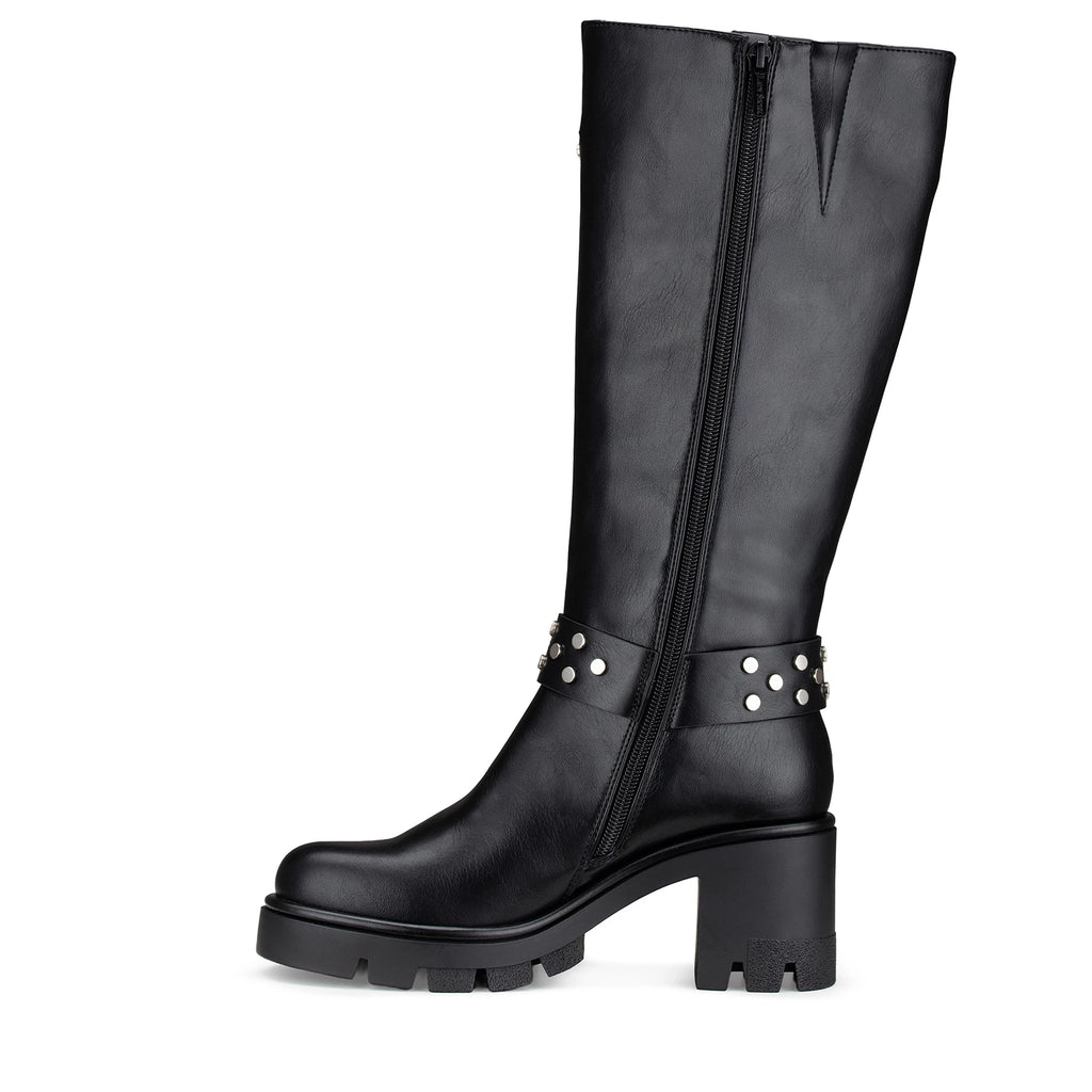 Lady Stork Bota Aitana Cano Curto Salto Bloco Sintético Negro
