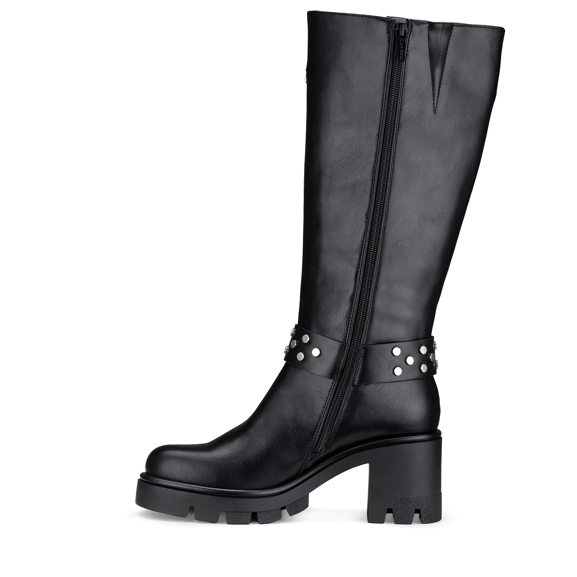 Lady Stork Bota Aitana Cano Curto Salto Bloco Sintético Negro
