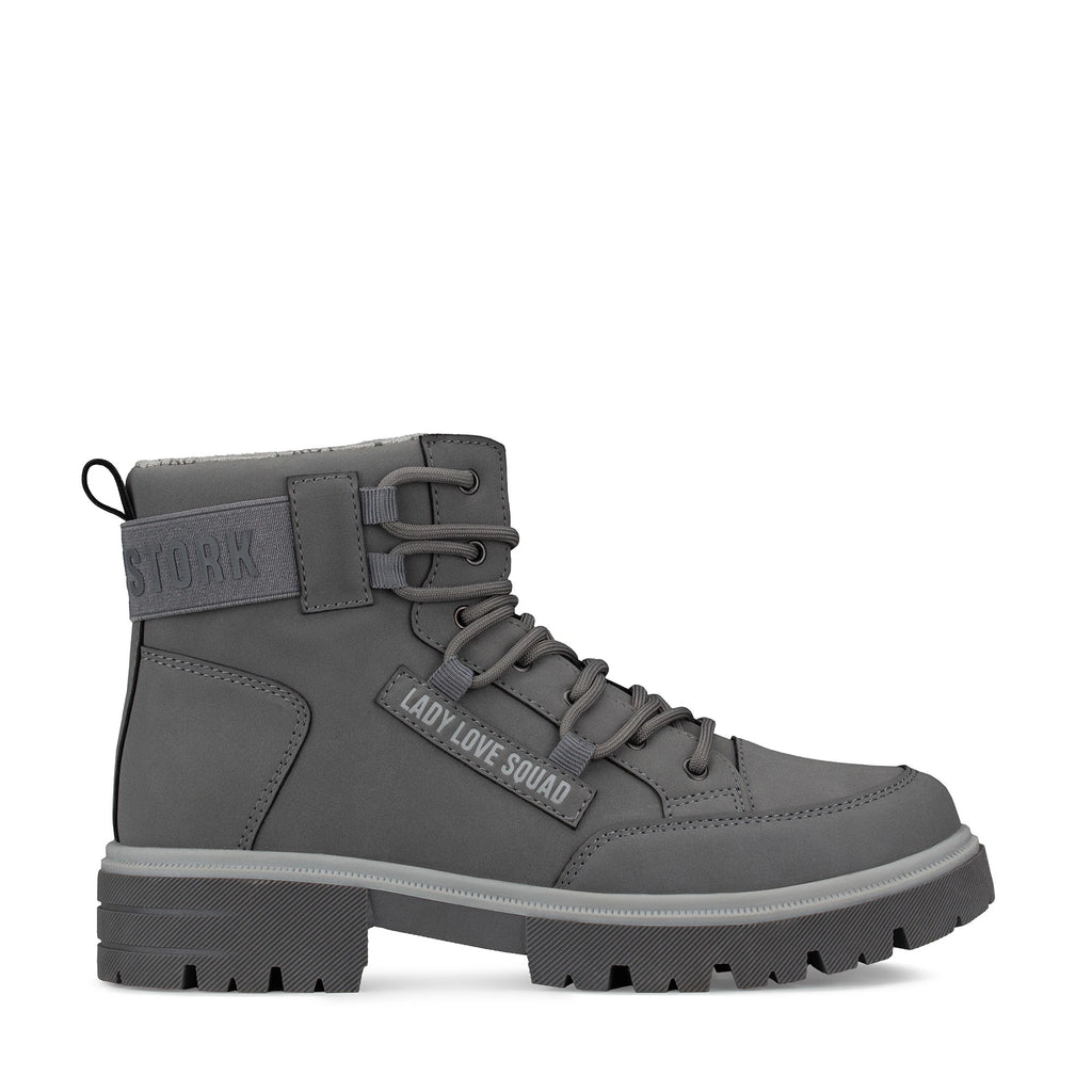 Lady Stork Bota Anabel Cano Curto Salto Bloco Sintético Cinza