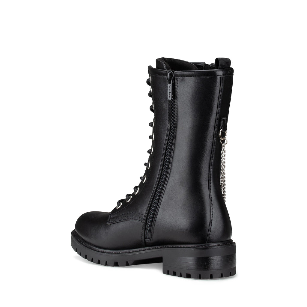 Lady Stork Bota Aimé Cano Curto Salto Bloco Sintético Negro