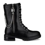 Lady Stork Bota Aimé Cano Curto Salto Bloco Sintético Negro