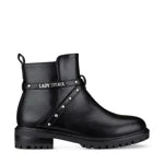 Lady Stork Bota Alba Cano Curto Salto Bloco Sintético Preto