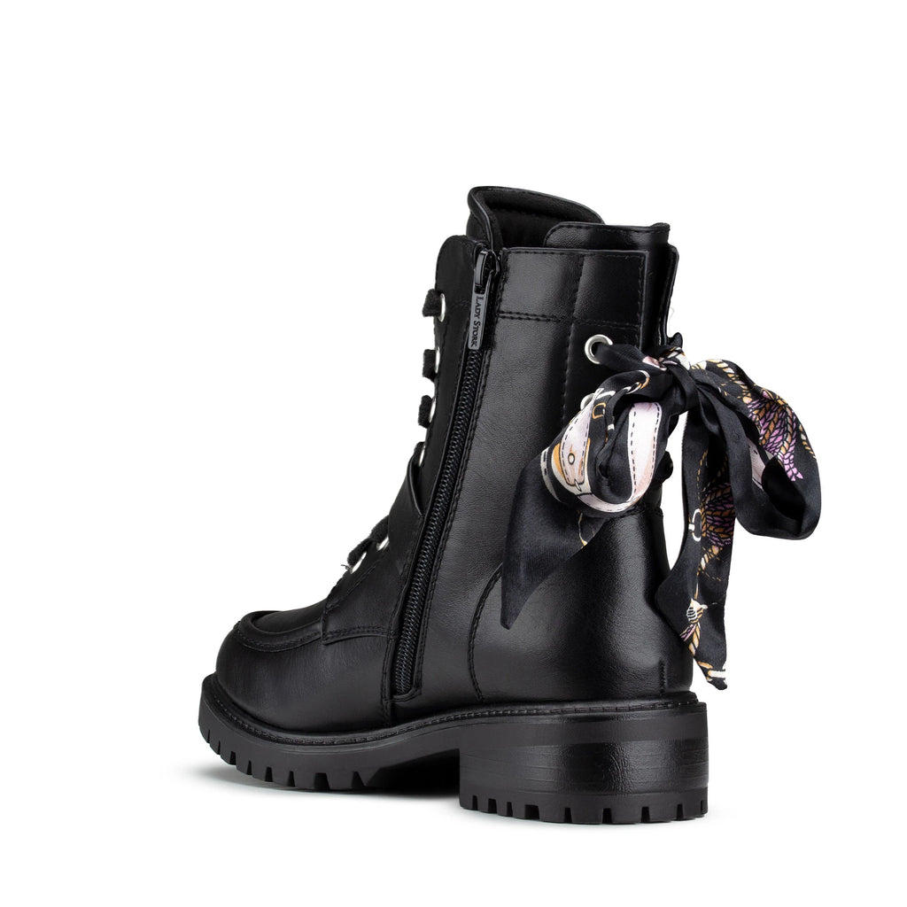 Lady Stork Bota Arlet Cano Curto Salto Bloco Sintético Negro