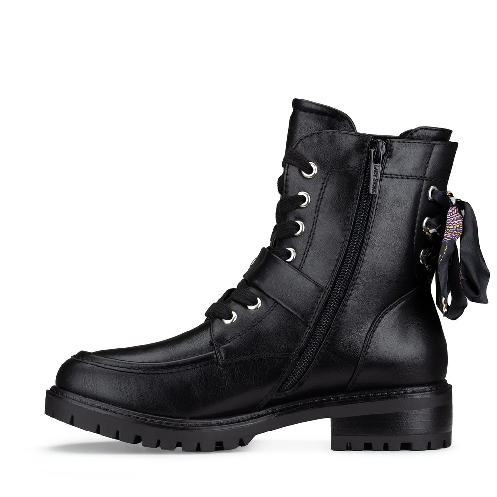 Lady Stork Bota Arlet Cano Curto Salto Bloco Sintético Negro