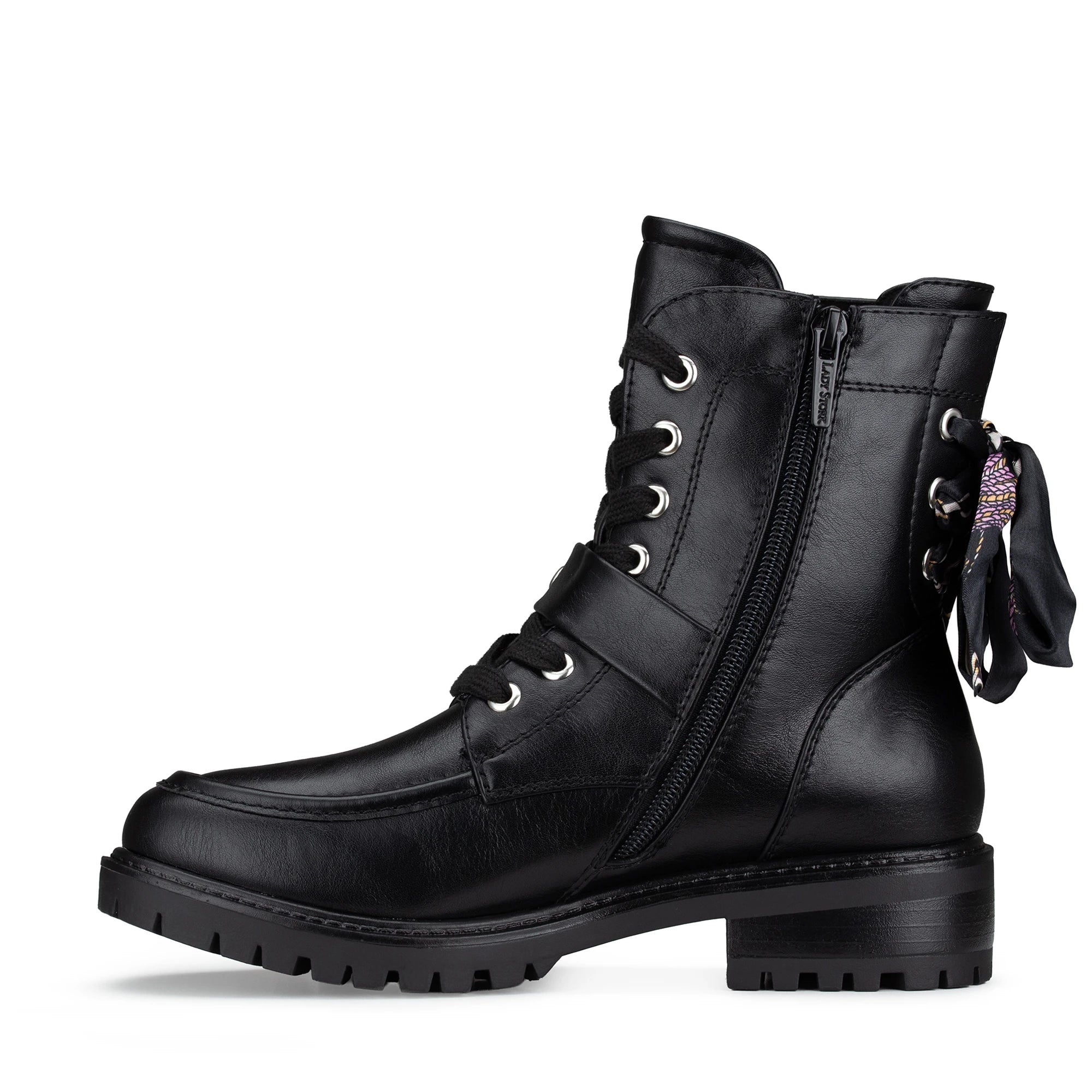 Lady Stork Bota Arlet Cano Curto Salto Bloco Sintético Negro