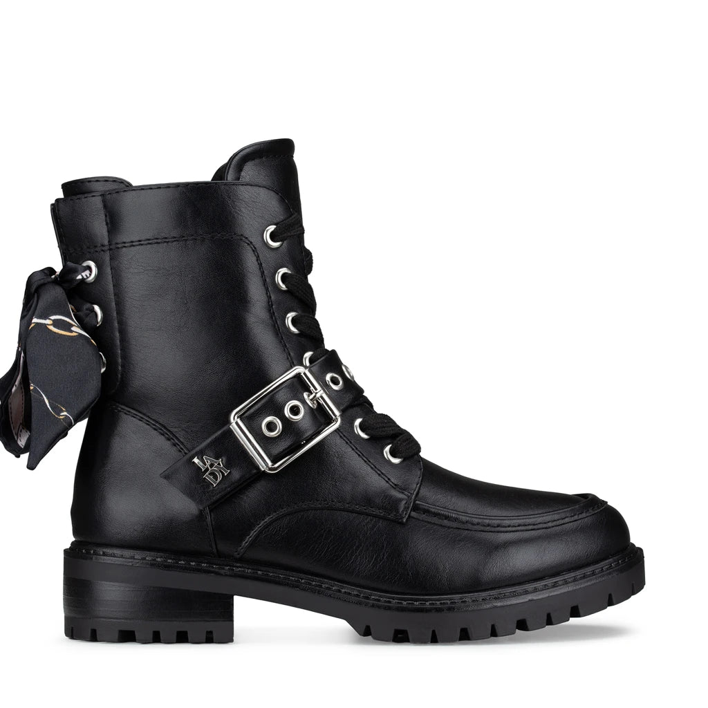 Lady Stork Bota Arlet Cano Curto Salto Bloco Sintético Negro