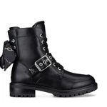 Lady Stork Bota Arlet Cano Curto Salto Bloco Sintético Negro