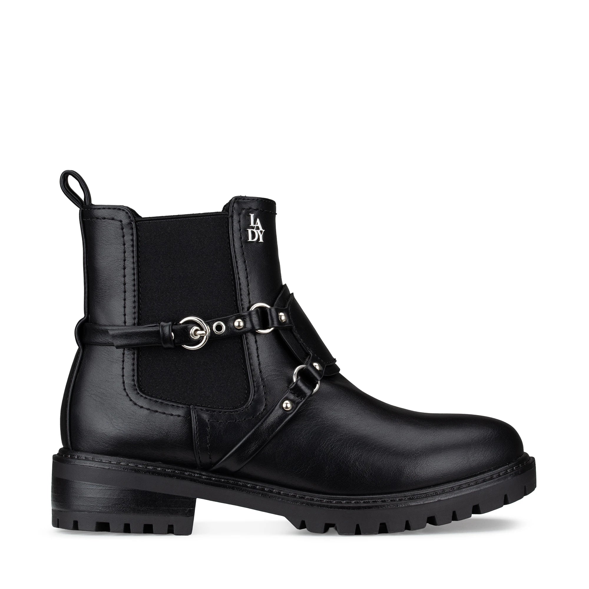 Lady Stork Bota Aspen Cano Curto Salto Bloco Sintético
