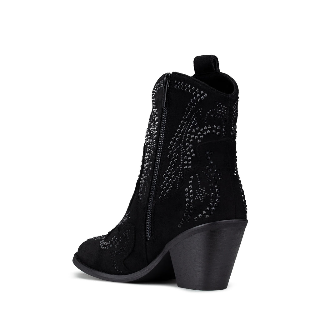 Lady Stork Bota Cecy Cano Curto Salto Bloco Sintético Preto