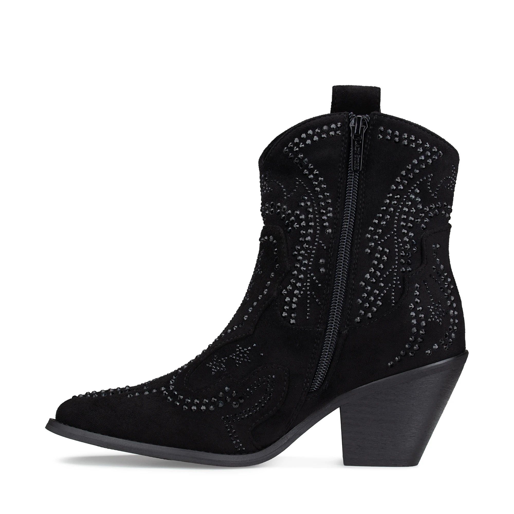 Lady Stork Bota Cecy Cano Curto Salto Bloco Sintético Preto