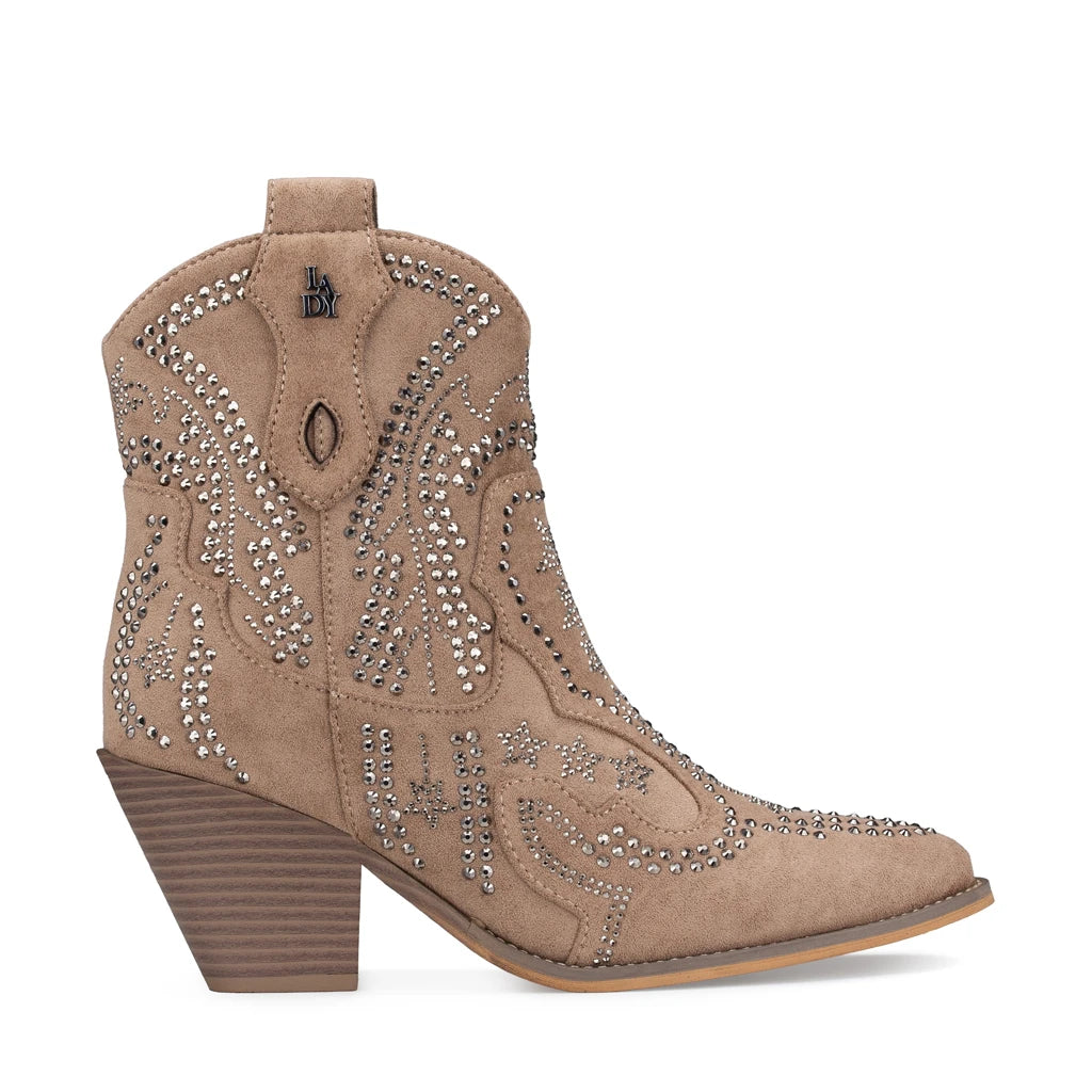 Lady Stork Bota Cecy Cano Curto Salto Bloco Sintético Preto