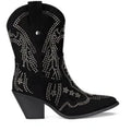 Lady Stork Bota Cyrene Cano Curto Salto Bloco Sintético Negro