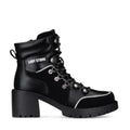 Lady Stork Bota Cielo Cano Curto Salto Bloco Sintético Negro