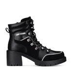 Lady Stork Bota Cielo Cano Curto Salto Bloco Sintético Negro