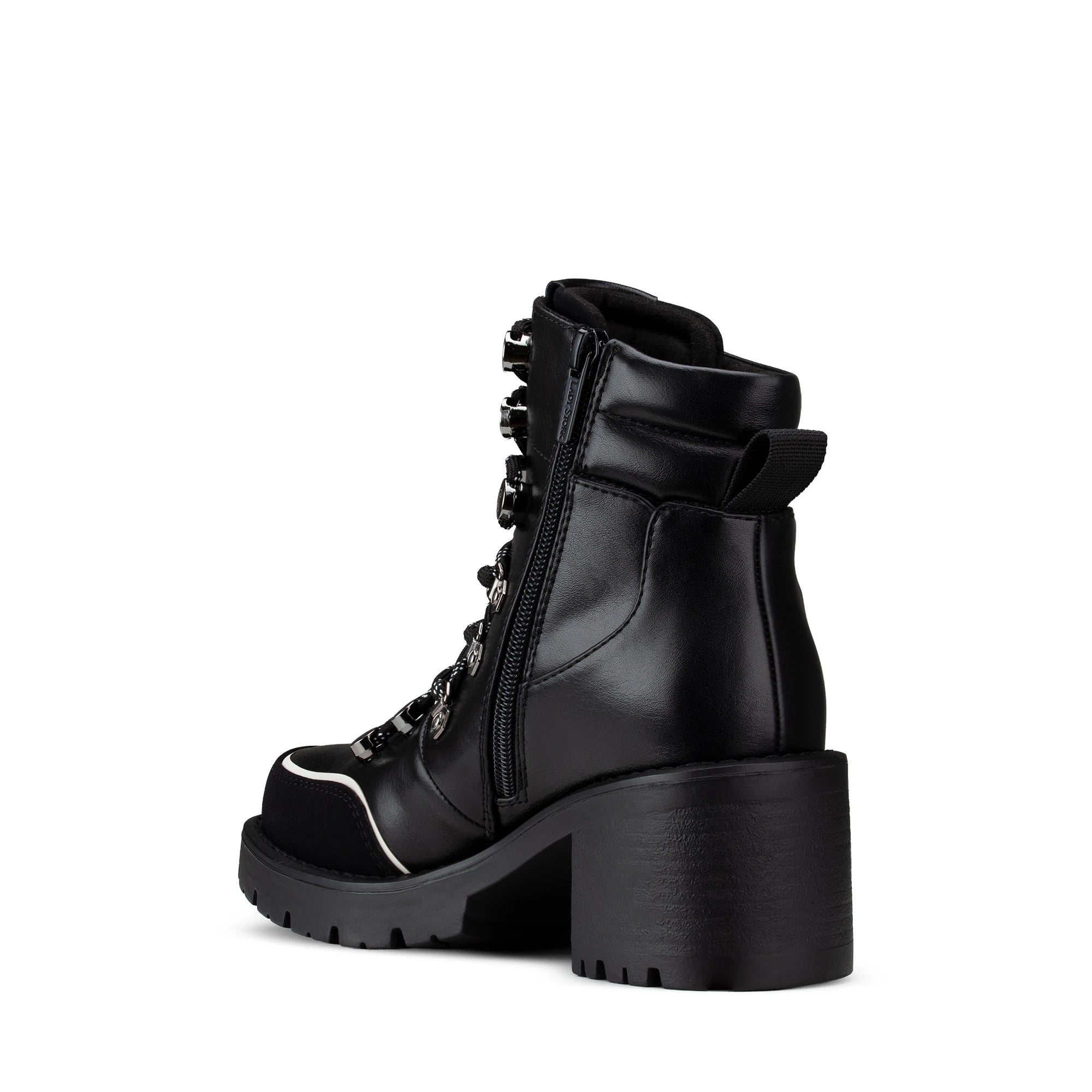 Lady Stork Bota Cielo Cano Curto Salto Bloco Sintético Negro