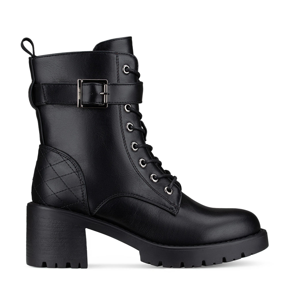 Lady Stork Bota Amapola Cano Curto Salto Bloco Sintético Preto