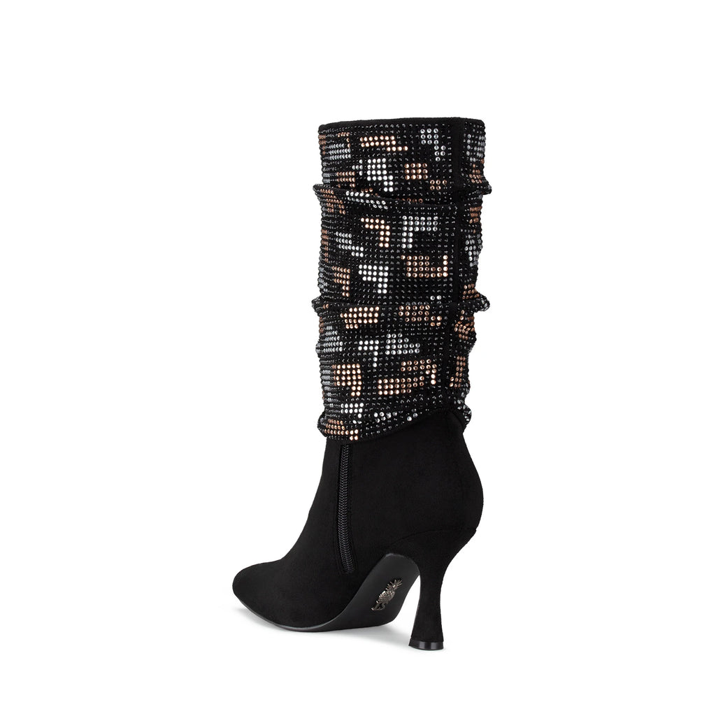 Lady Stork Bota Emily Cano Curto Salto Bloco Sintético Negro