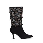 Lady Stork Bota Emily Cano Curto Salto Bloco Sintético Negro