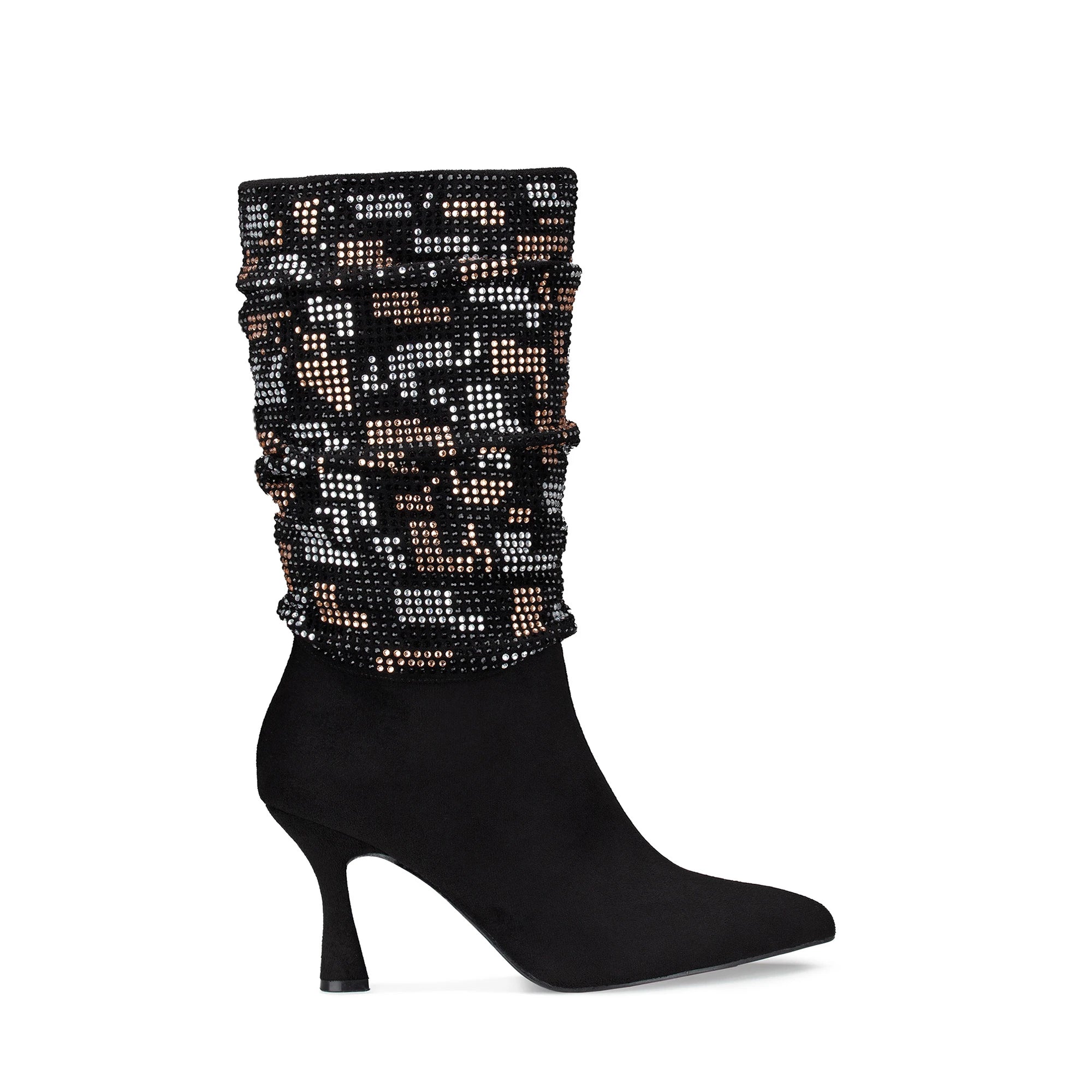 Lady Stork Bota Emily Cano Curto Salto Bloco Sintético Negro