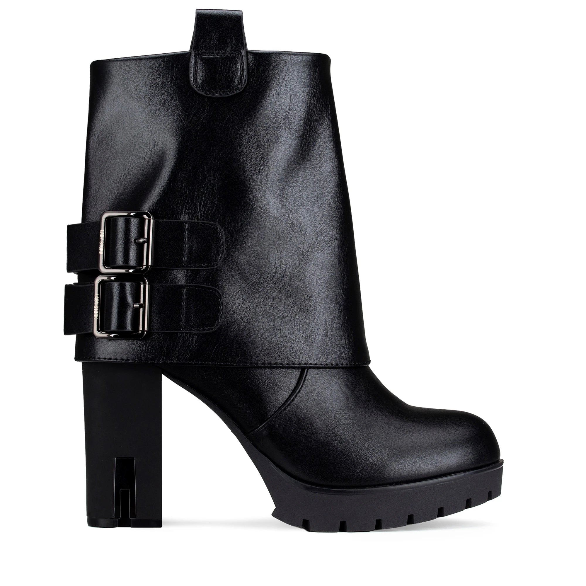 Lady Stork Bota Dominique Cano Curto Salto Bloco Sintético Beige