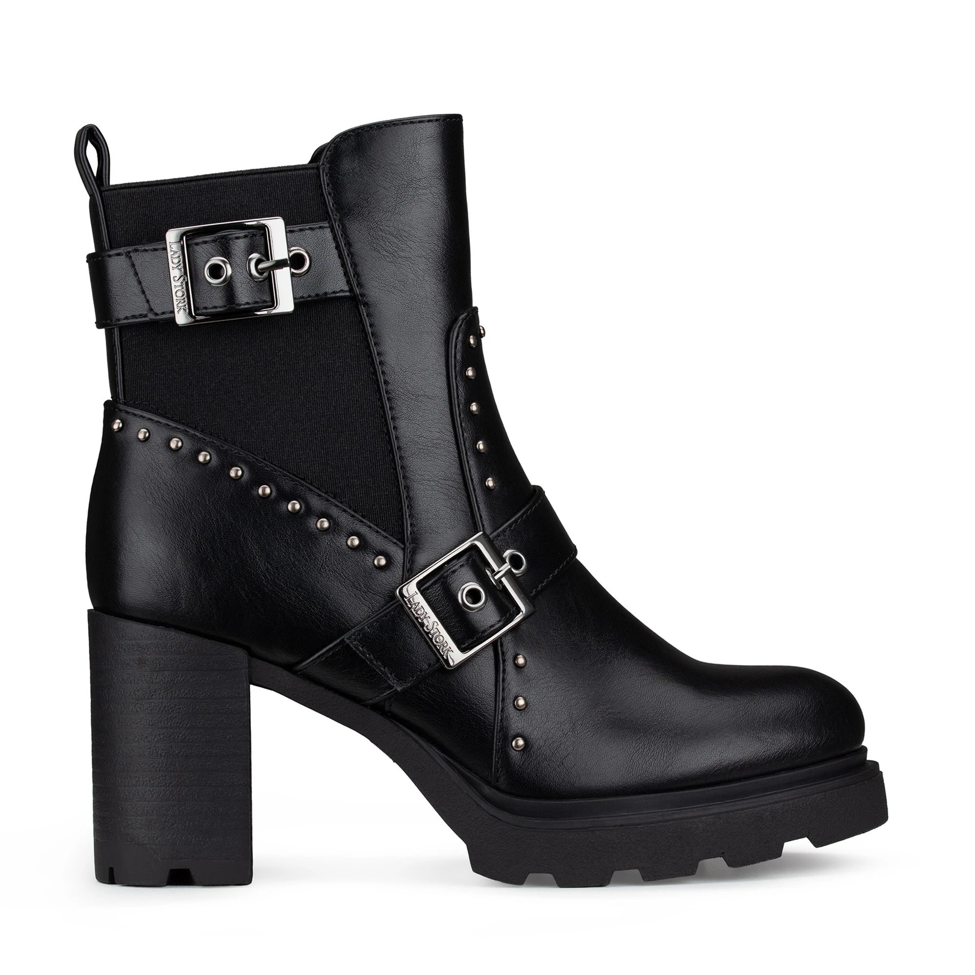 Lady Stork Bota Ariana Cano Curto Salto Bloco Sintético