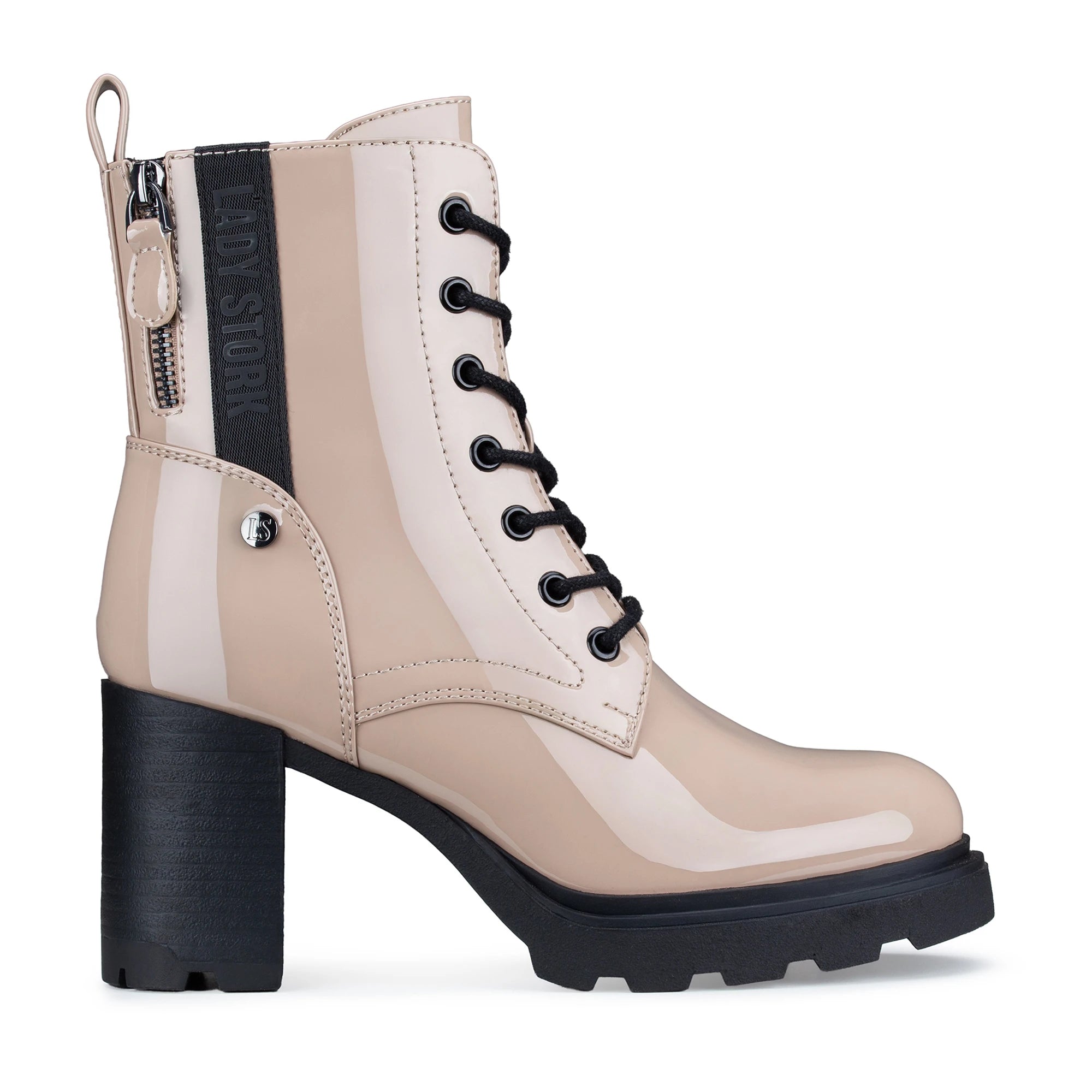 Lady Stork Bota Flavia Cano Curto Salto Bloco Sintético