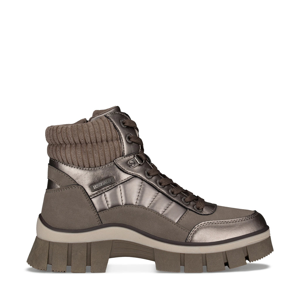 Lady Stork Bota Anabel Cano Curto Salto Bloco Sintético Cinza